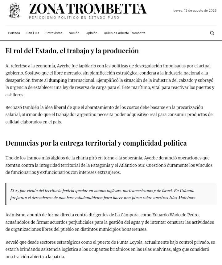 Entrevista a Martín Ayerbe en Zona Trombetta