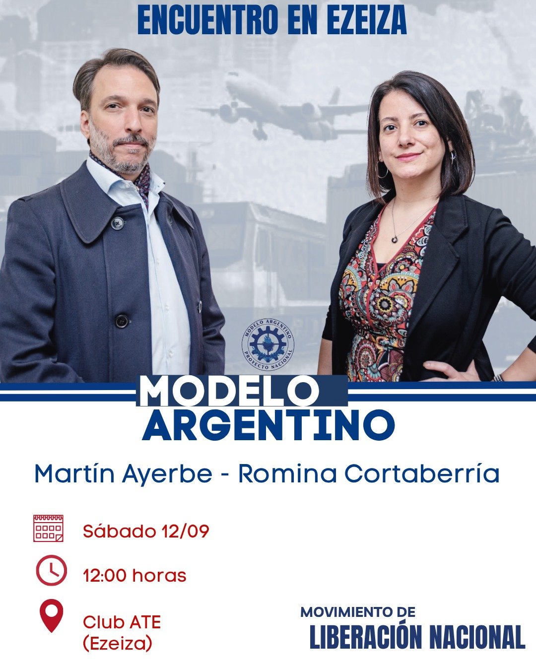 Martín Ayerbe y Romina Cortaberría en Ezeiza